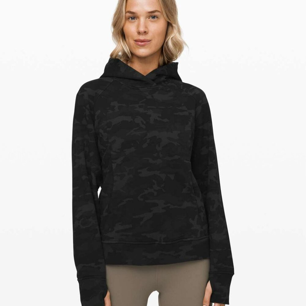 Lululemon Scuba Pullover Hoodie Size 4 Incognito Camo Grey Cotton Terry